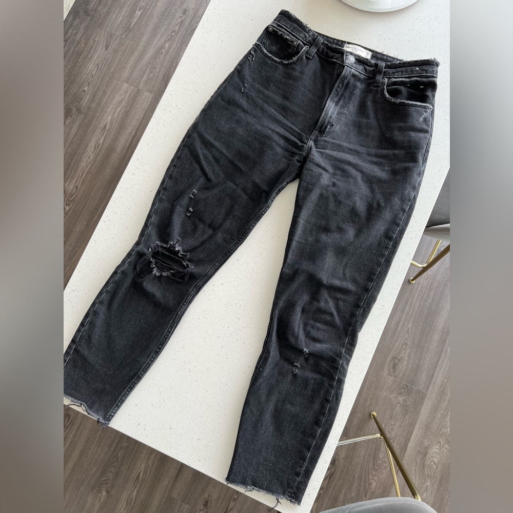 Abercrombie ‘The Skinny High Rise’ Curve Love Black Destroyed Jeans